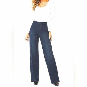 Dark Blue /black Wide Leg  Jeans with High Waist